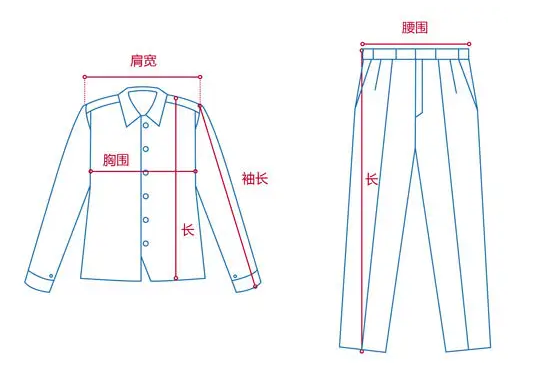 定做工作服測量展示圖，短袖工作服定做，冬季工作服定做